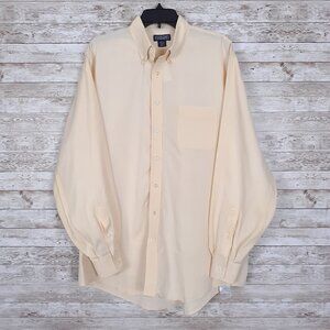 Lands End Mens Dress Shirt 16 1/2 Tall Yellow 761